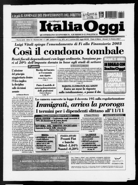 Italia oggi : quotidiano di economia finanza e politica